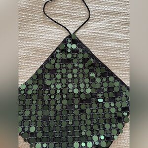 Zara Green Sequin Halter Top